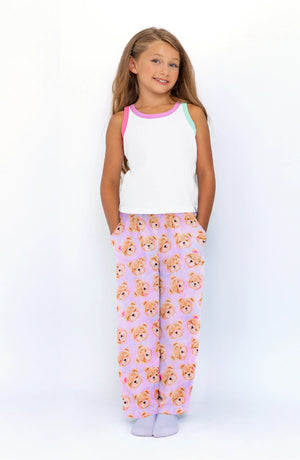 Plush Lavender Teddy Print Pant