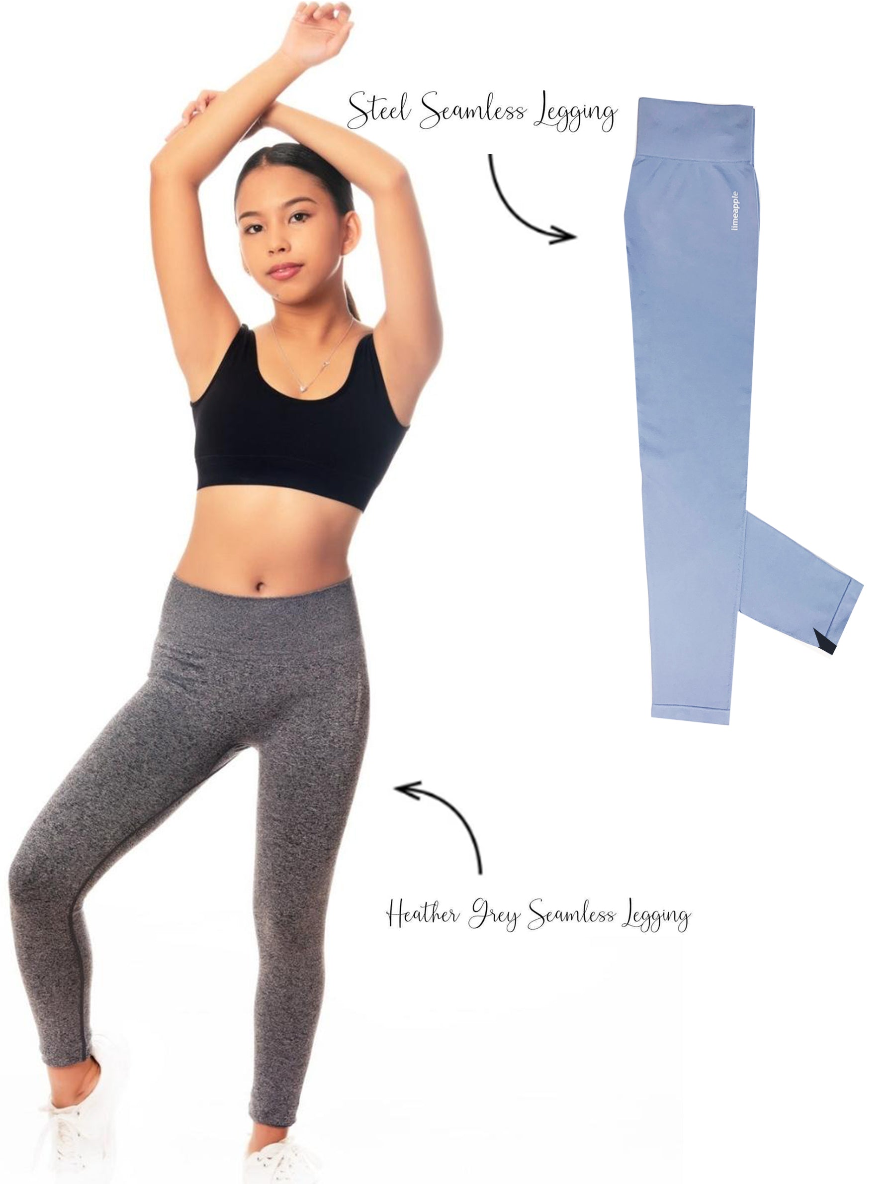Girls Seamless Activewear Leggings | Blue | Limeapple