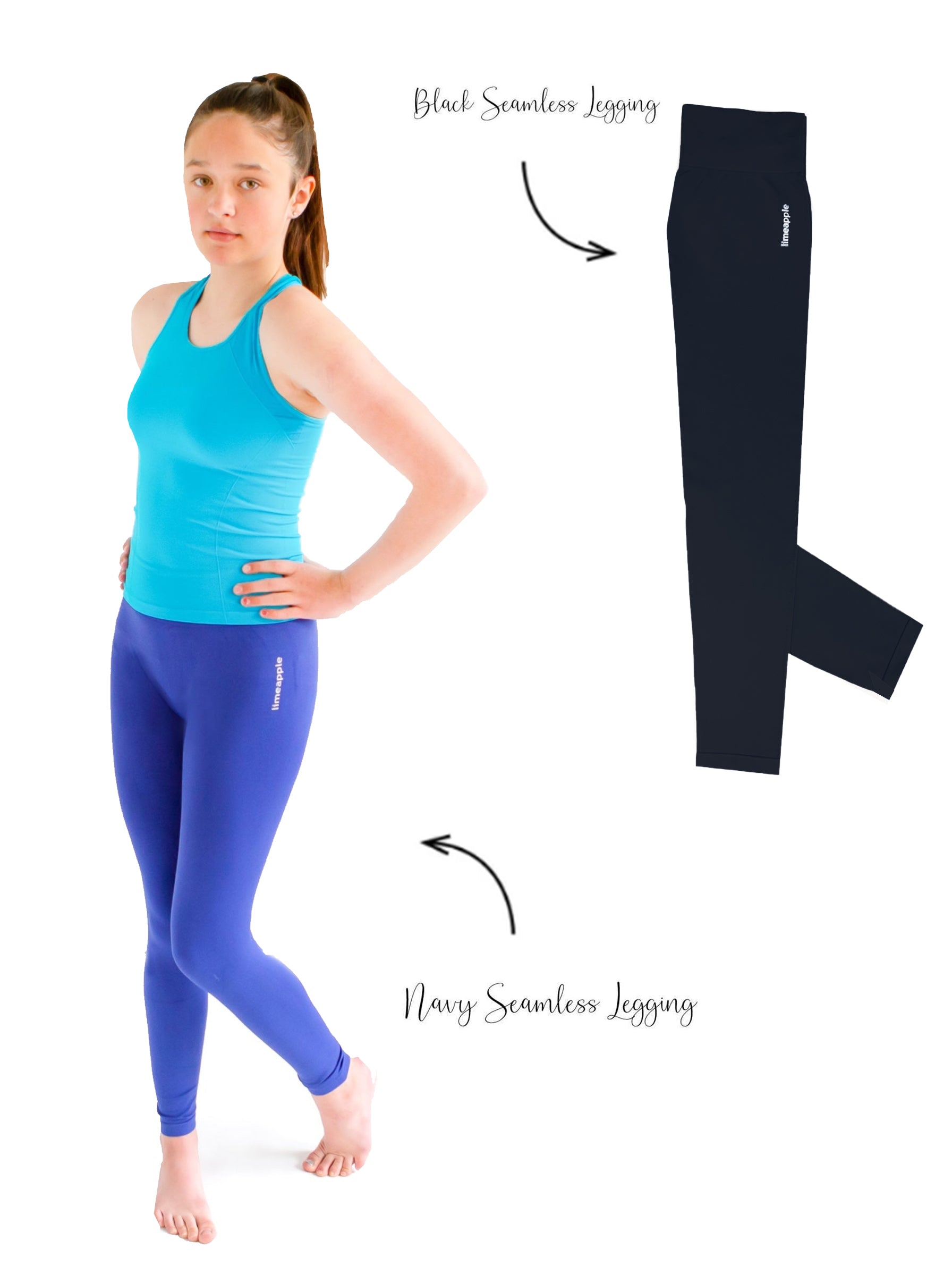 Shop Limeapple | of Black 2 & Apparel Activewear Girls Seamless Navy Pack leggings