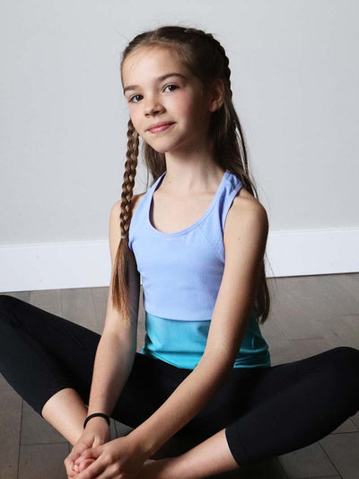 Girls Activewear Seamless Tank | Periwinkle Turquoise | Limeapple