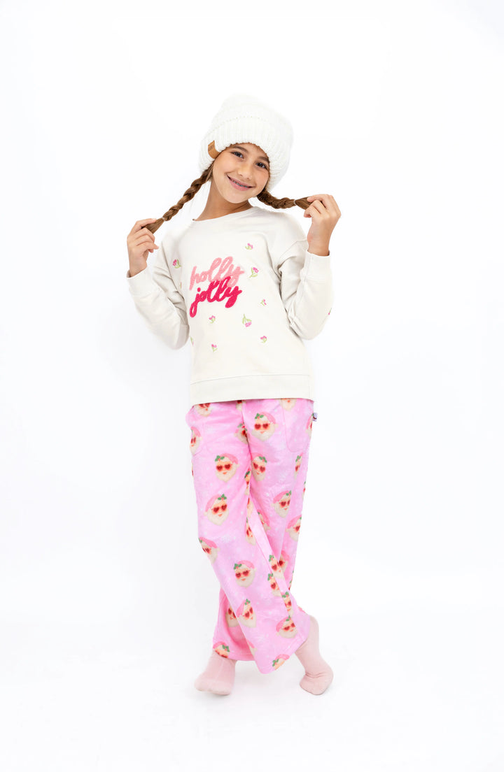 Cool Santa Girls Print Plush Pants