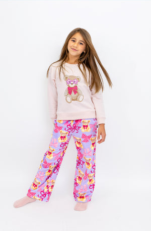 Teddy Bows Print Plush Pants