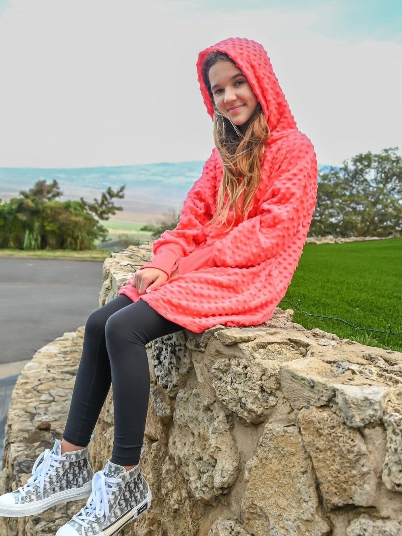 Oversized girls hoodie | Sugar Coral | Limeapple
