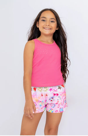 Happy Collage Plush Shorts