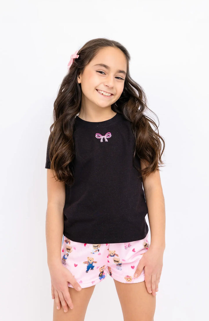 Sequin Bow Short Sleeve Tee