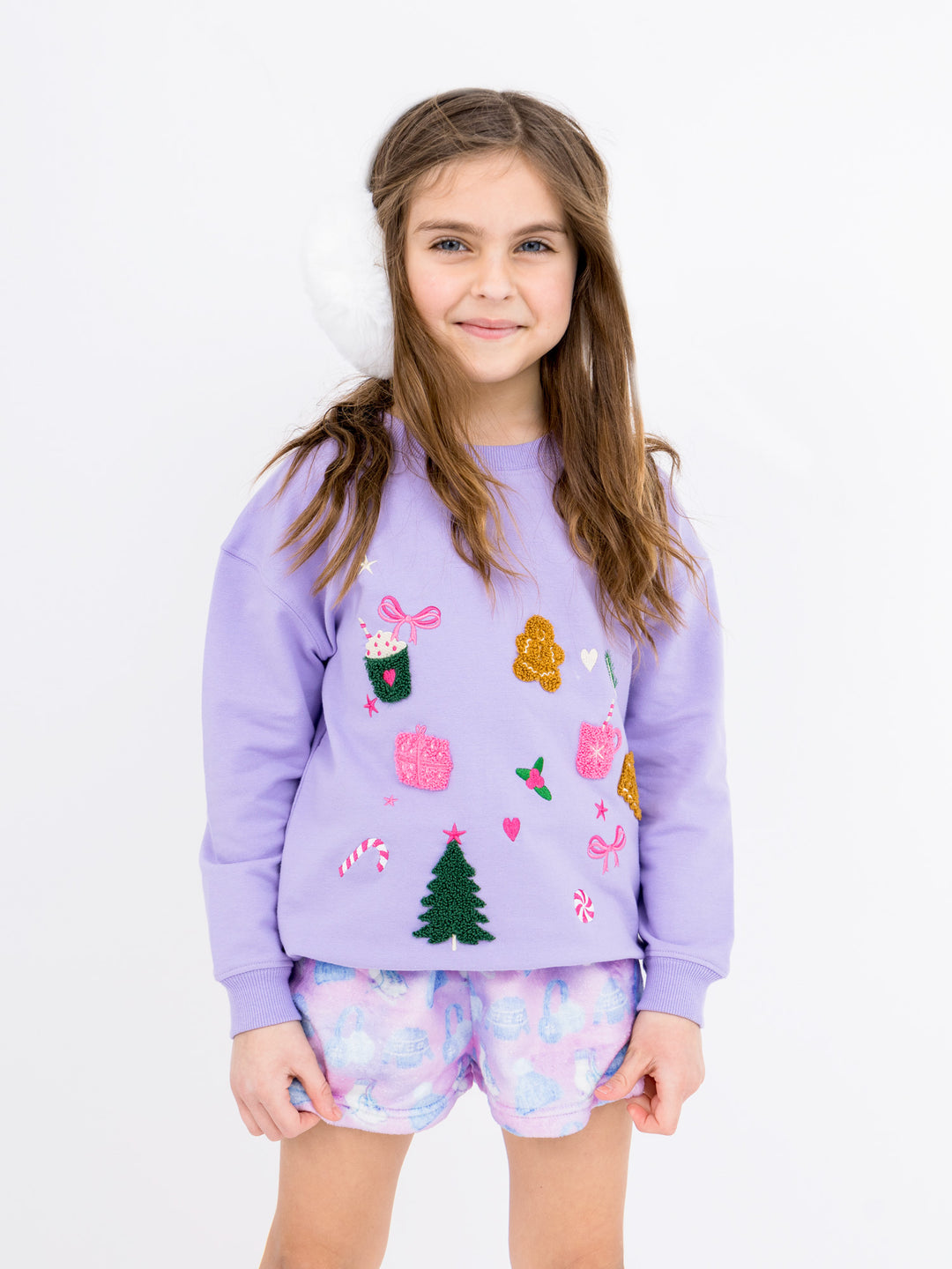 girls lavender christmas holiday sweatshirt