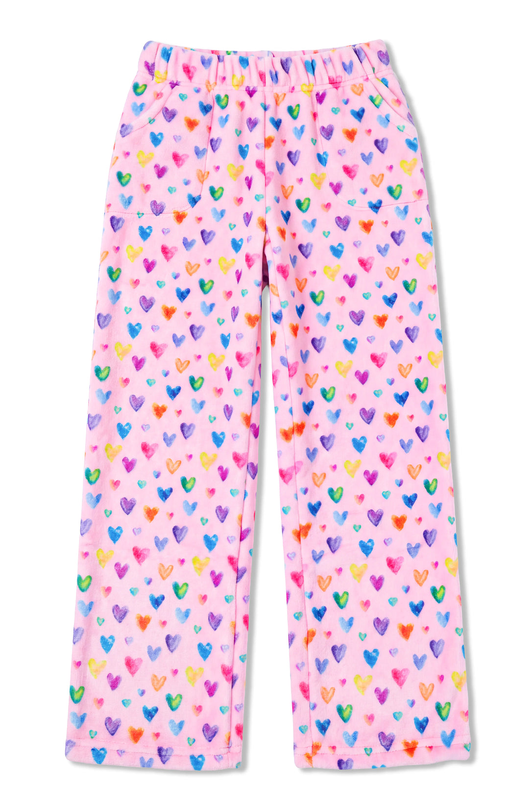 Cheerful Hearts Print Plush Pants