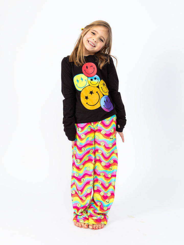 girls plush loungewear pant in multicolor print