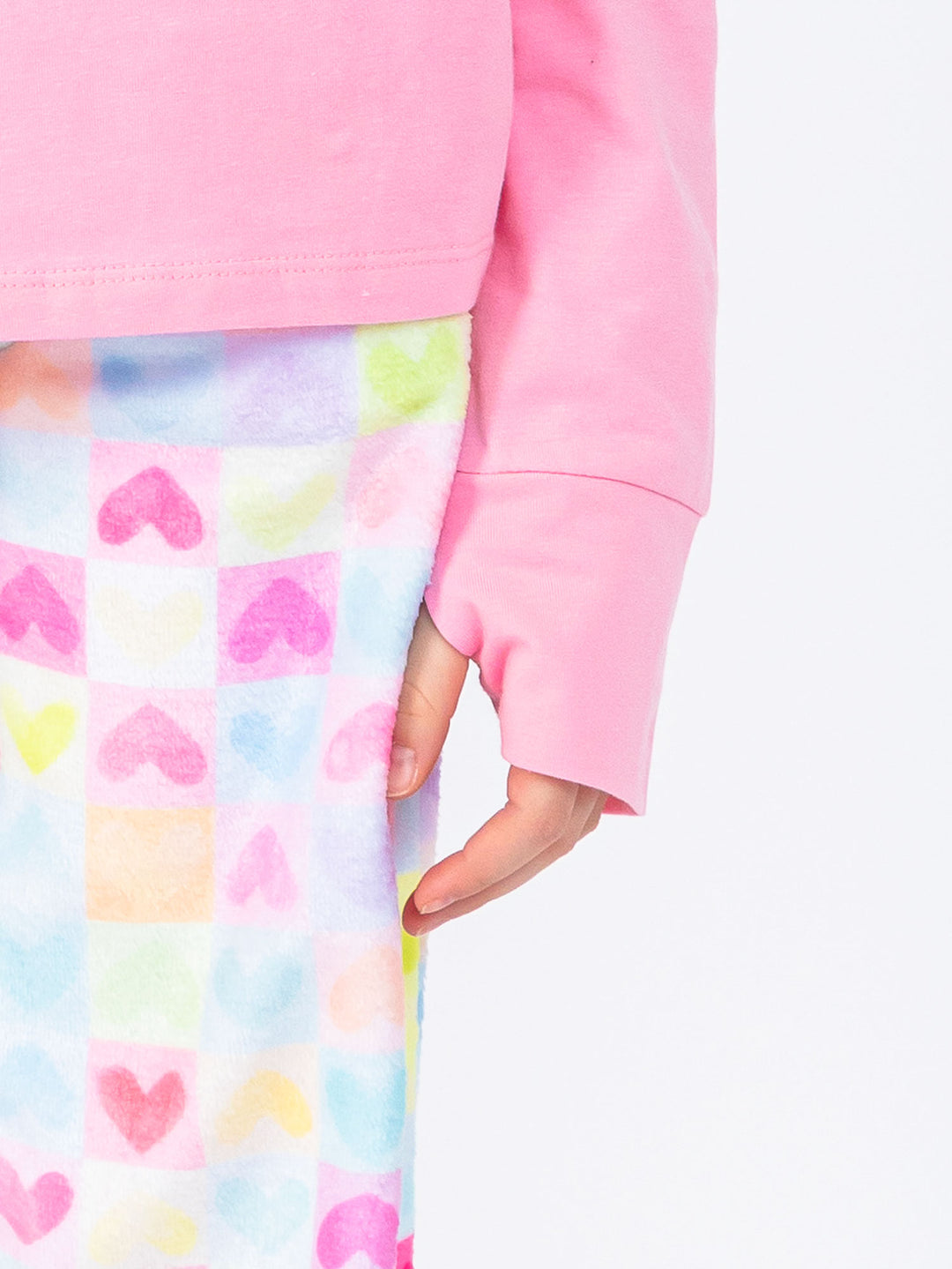 girls plush loungewear pant in pastel heart print