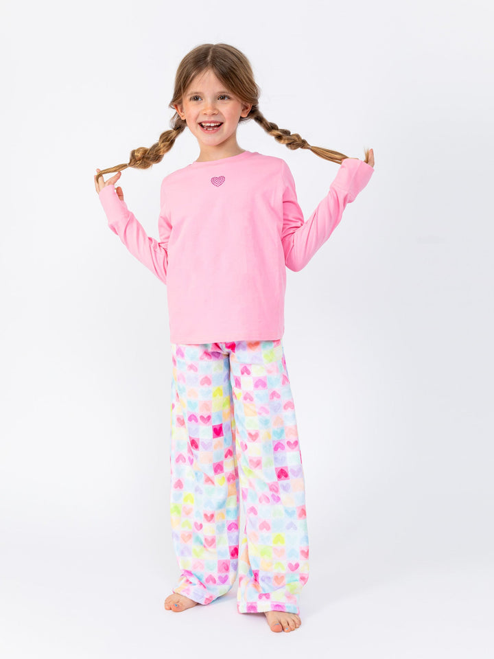 Love More printed plush pants