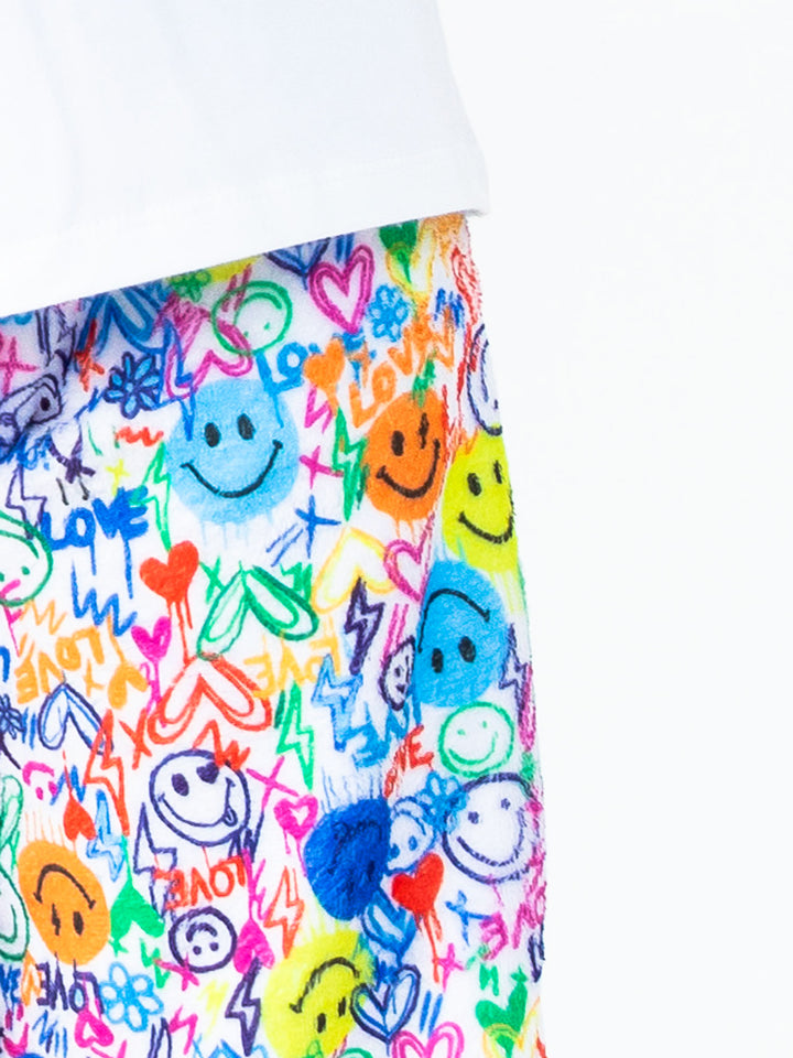 girls plush loungewear pant in multicolor print
