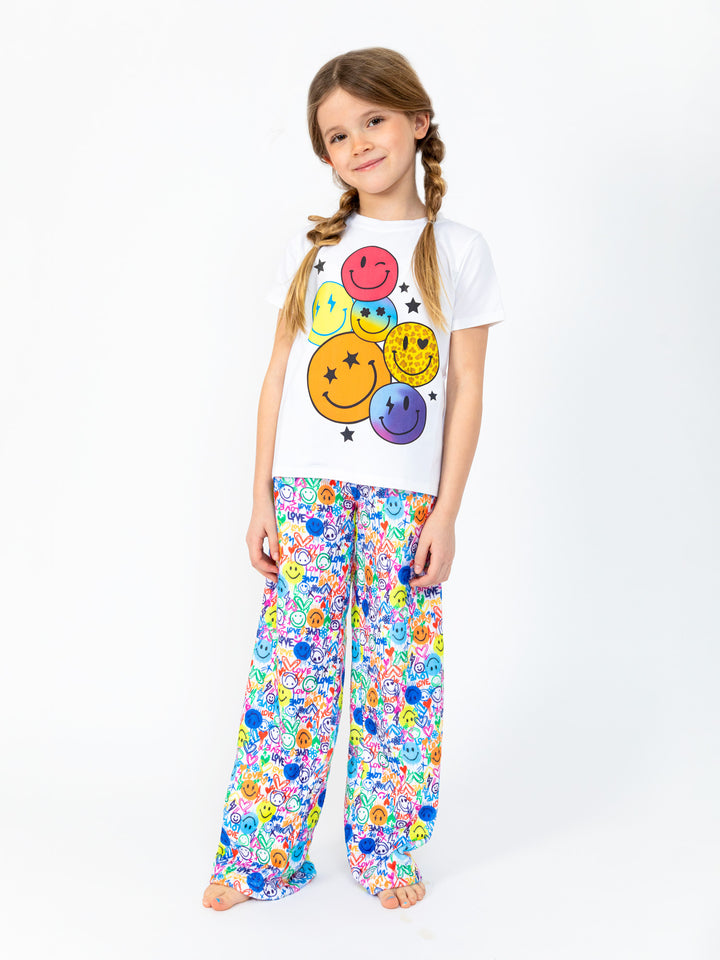 girls plush loungewear pant in multicolor print