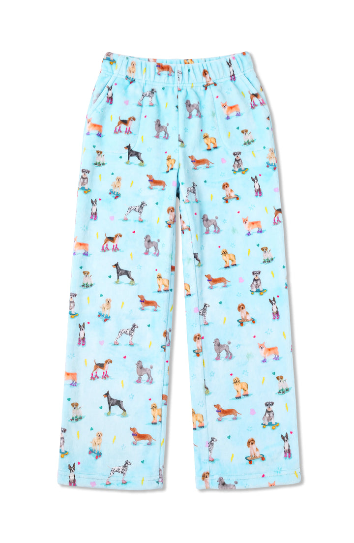 Puppy Love Print Plush Pants