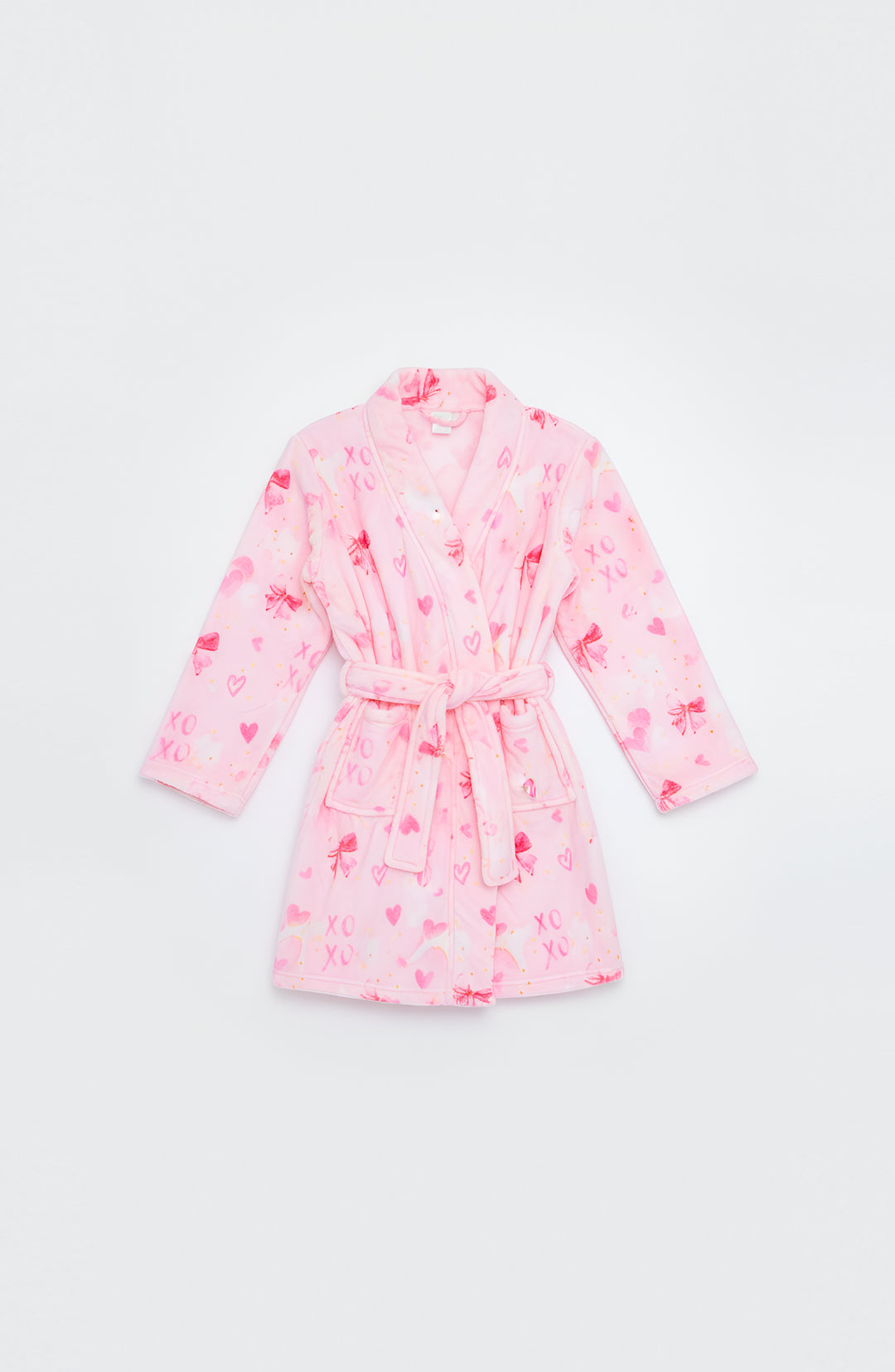 Plush Bow Print Loungewear Robe