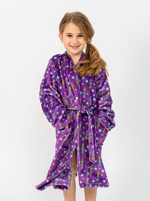Girls Purple Plush Robe