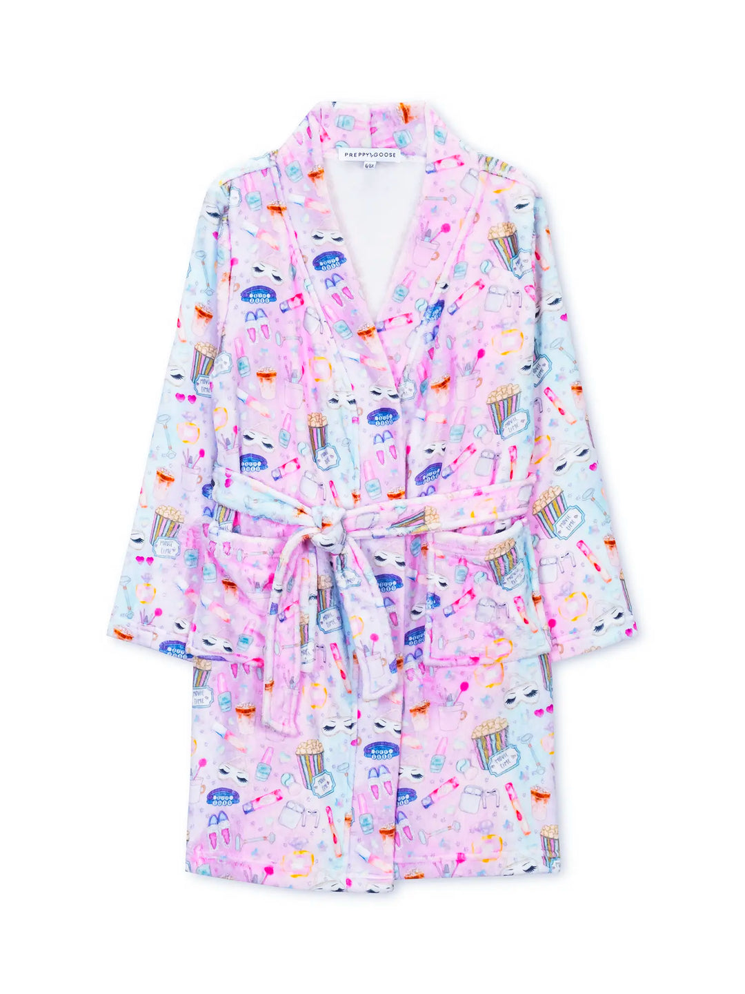 Colorful sleepover printed robe on a white background