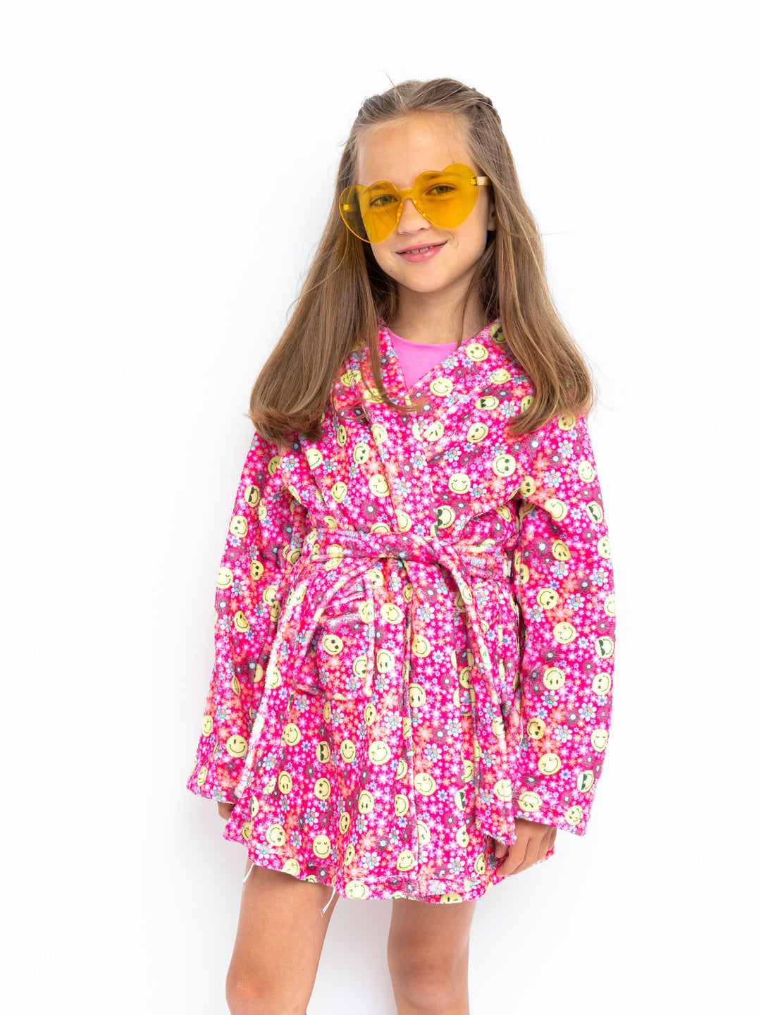 Pink Preppy Robe Girls Floral Printed Plush Spa Robe | Preppy Goose – Limeapple
