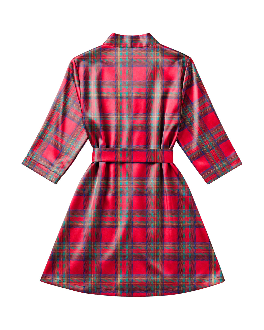 Girls Christmas Plaid Satin Robe