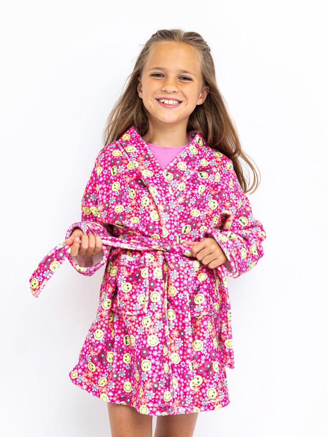 Pink Preppy Robe Girls Floral Printed Plush Spa Robe | Preppy Goose – Limeapple