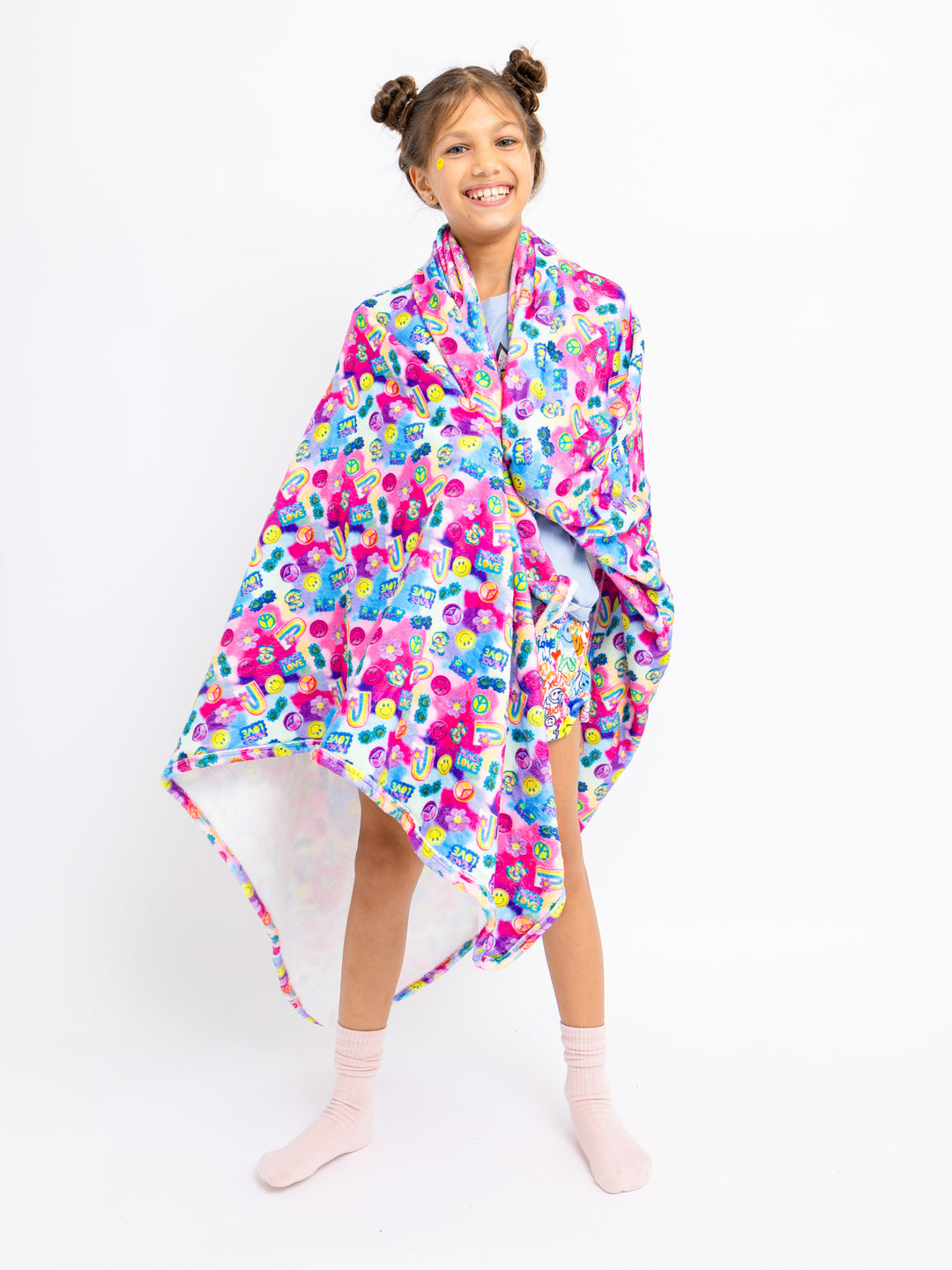 girls plush blanket in multicolour print