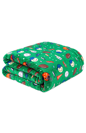 Plush Happy Sports Throw Blankets