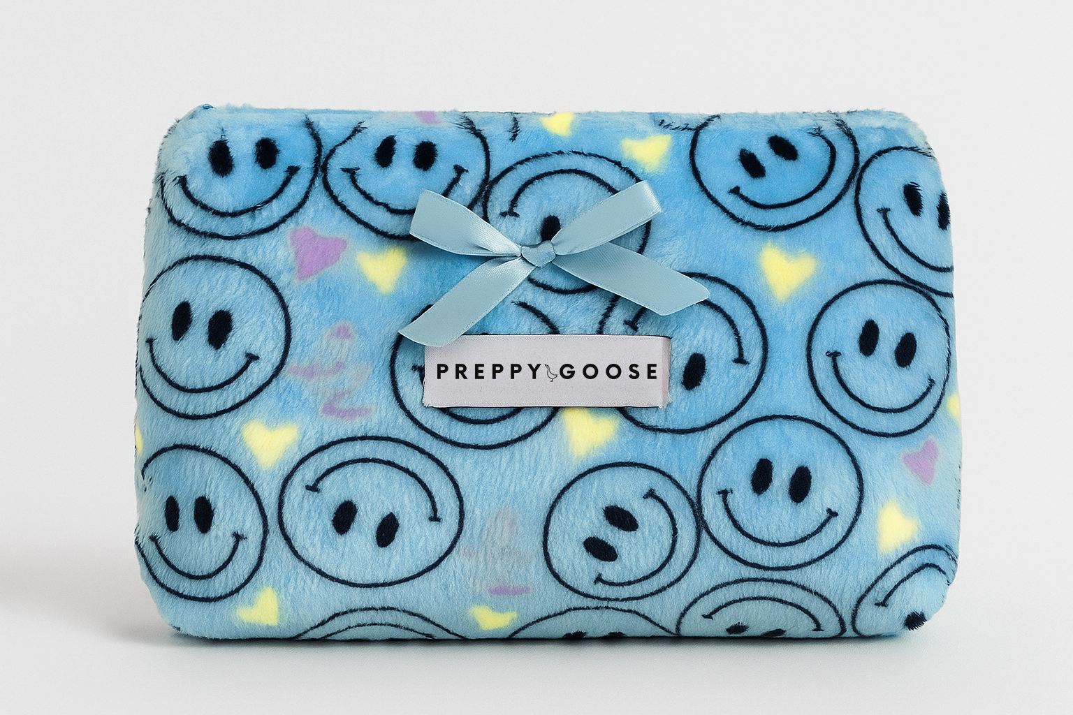 Plush Blue Smiley Pouch | Limeapple