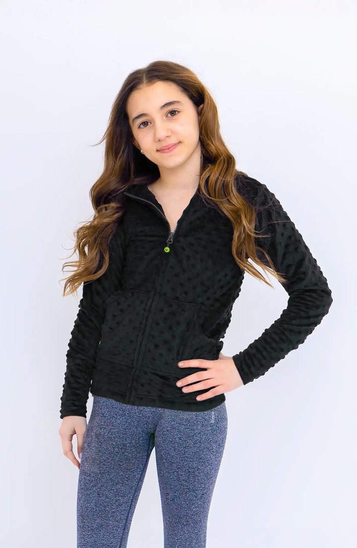 Black Minky Zip Hoodie and Seamless Leggings Gift Set