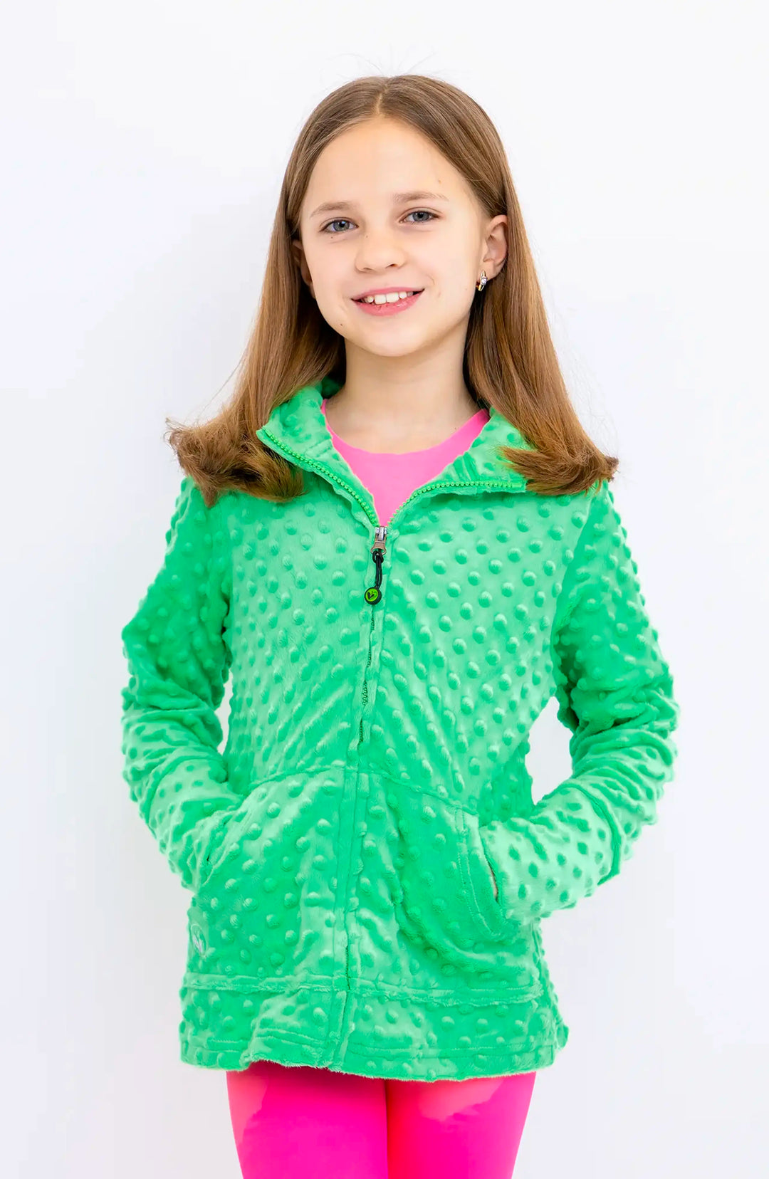 Minky Bubble Zip Hoodie for Girls Limeapple