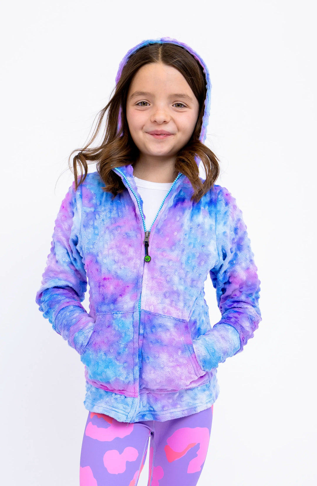 Turquoise Peri Tie Dye Minky Zip Hoodie and Rimi Leggings Gift Set