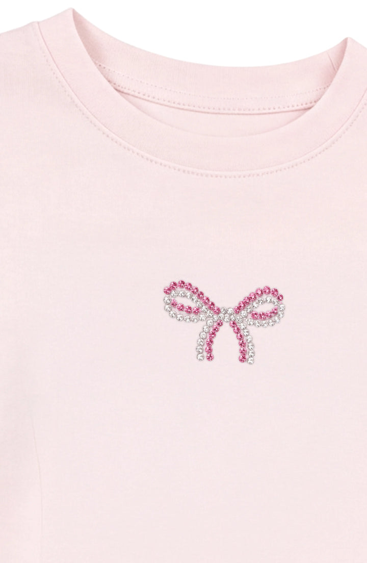 Rhinestone Bow Long Sleeve T-Shirt