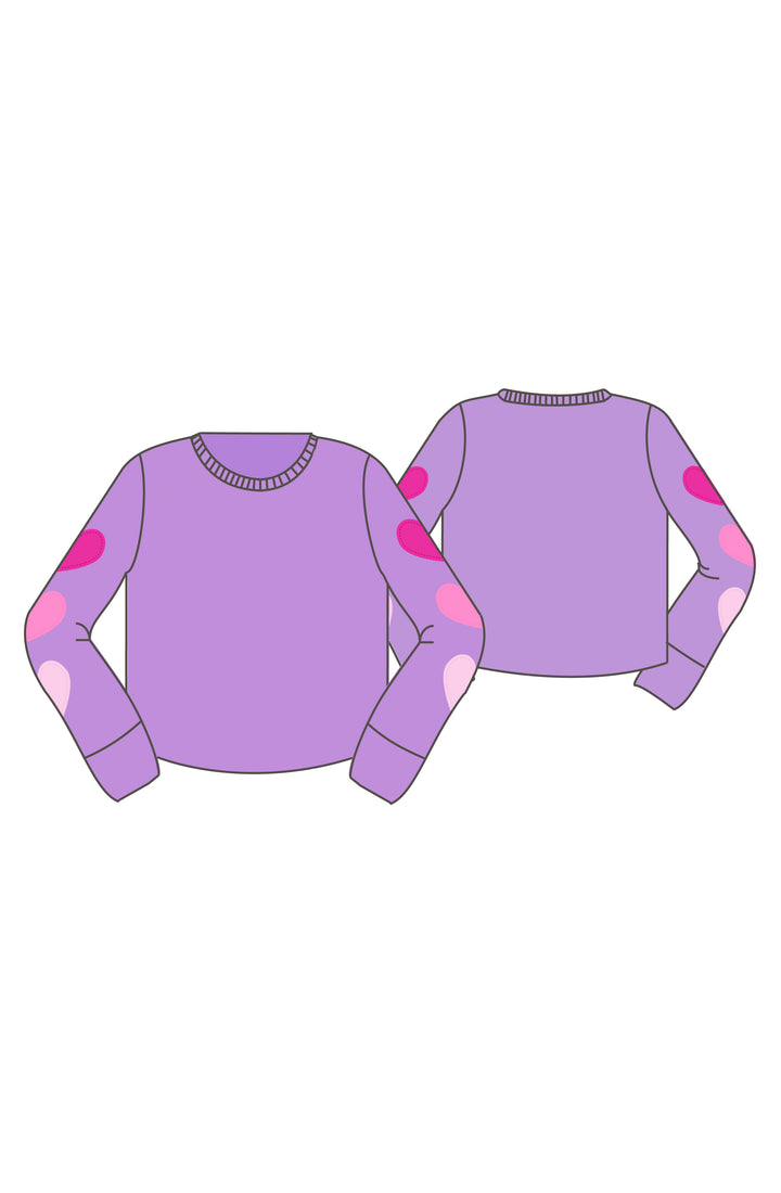 Hearts on the Sleeve Long Sleeve Top - Orchid