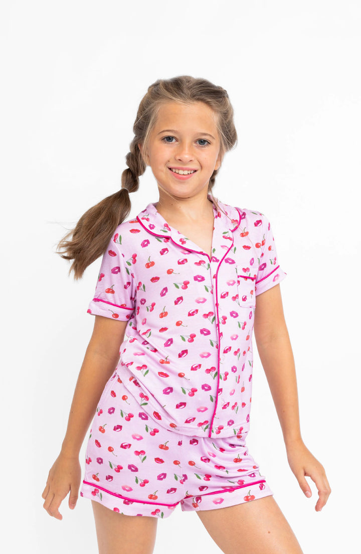 Cherries and Lips Short Sleeve Pajama Set