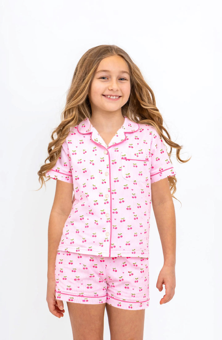 Cherry Stripes Jersey Short Sleeve PJ Set