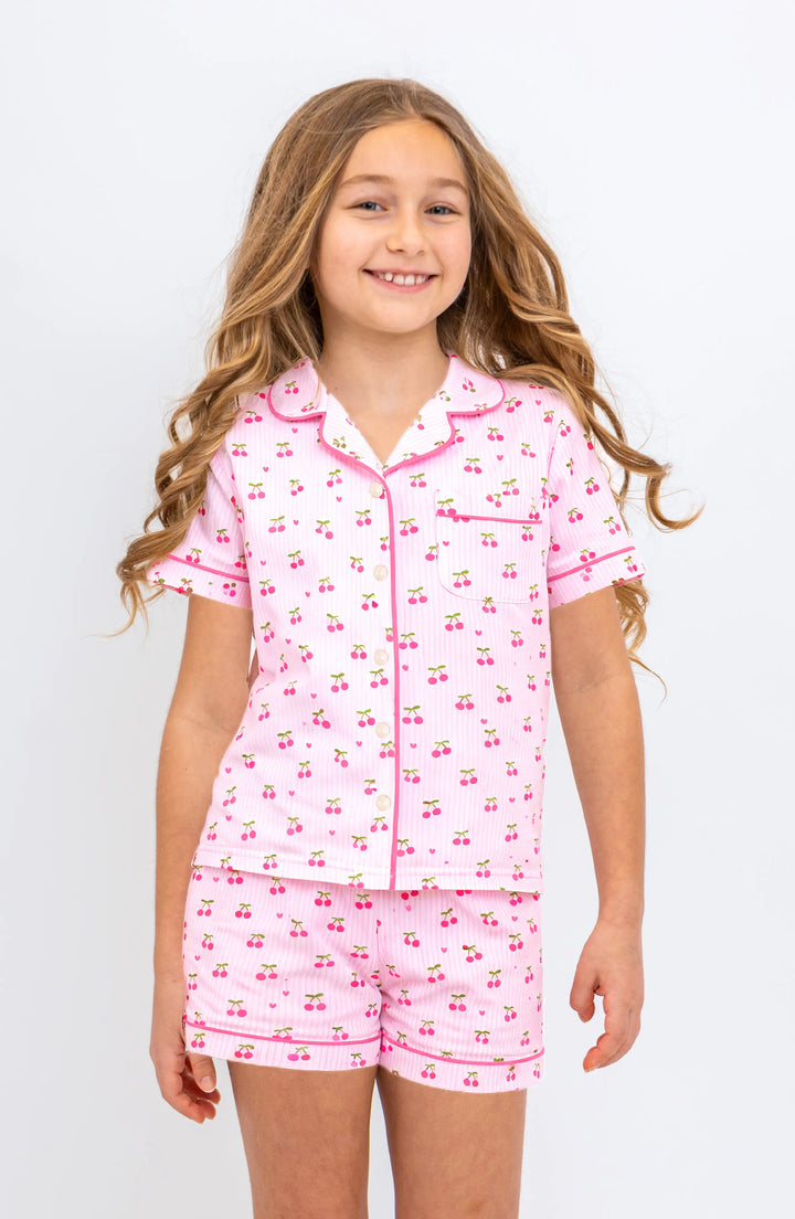 Cherry Stripes Jersey Short Sleeve PJ Set