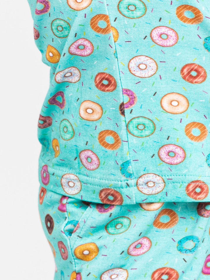 girls teal donuts printed short sleeve pajama short set