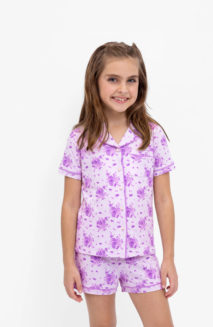 Floral Print Jersey Short Sleeve PJ Set