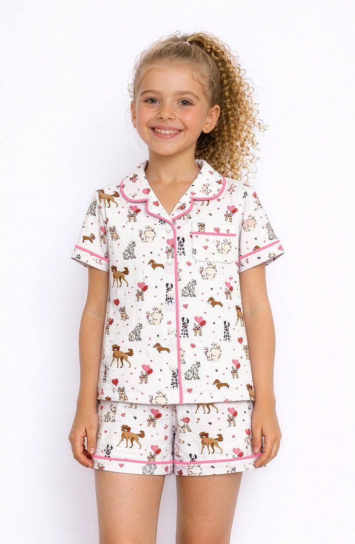 Hearts and Puppies Jersey Short Sleeve PJ Set