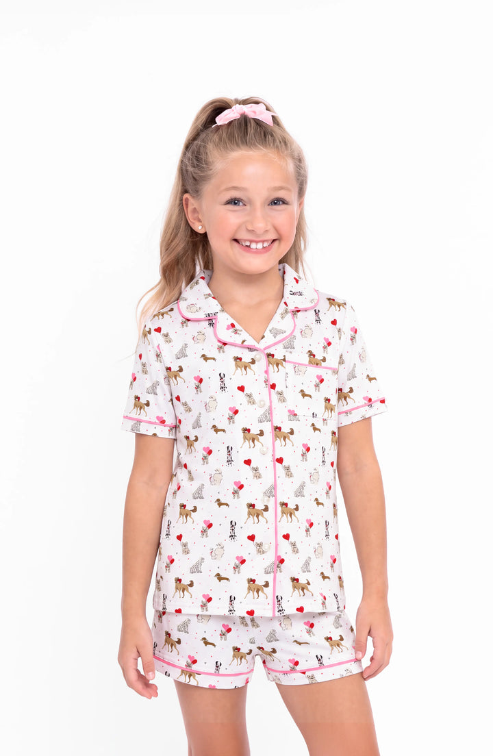 Hearts and Puppies Jersey Short Sleeve PJ Set