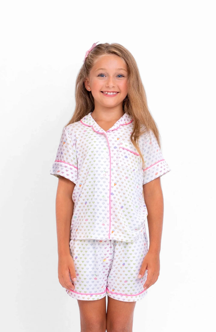 Multicolour Heart Jersey Short Sleeve PJ Set