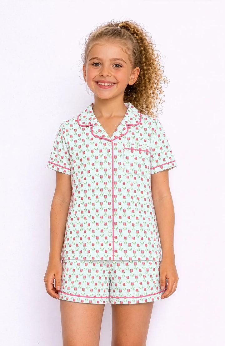Tulip Print Jersey Short Sleeve PJ Set