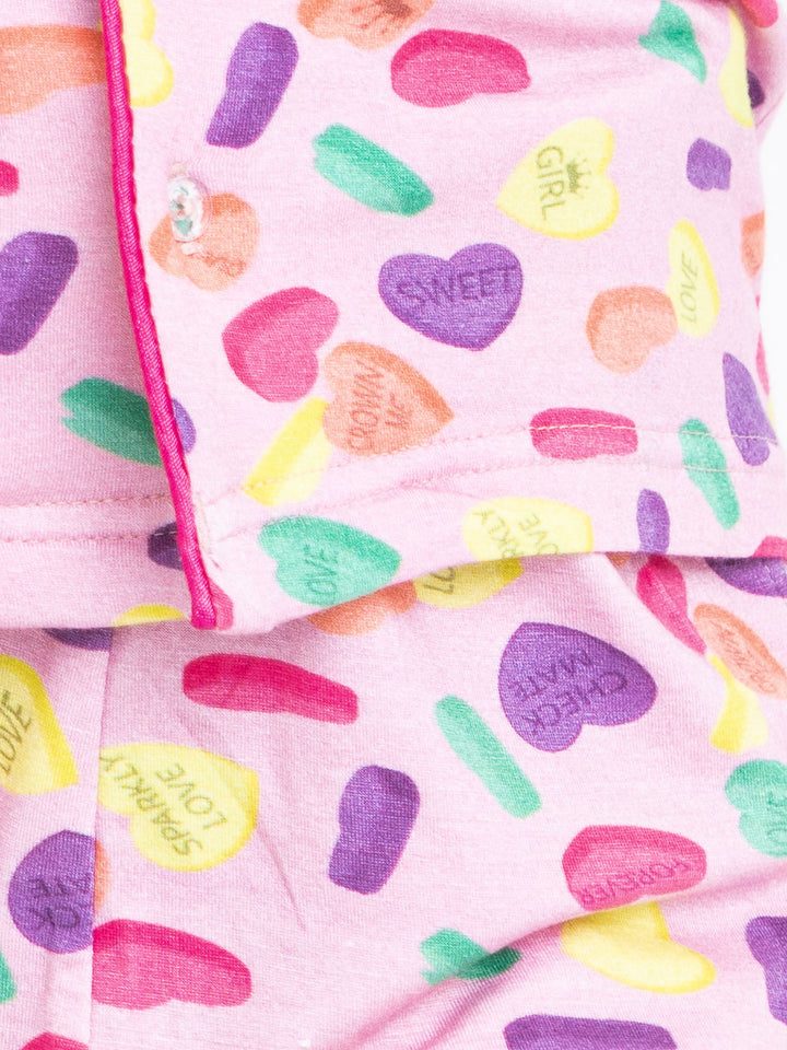 girls candy hearts printed short sleeve pajama short set