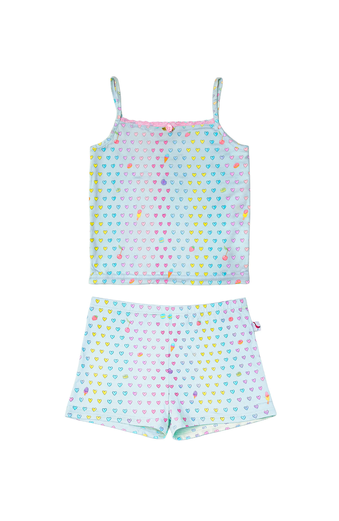 Aqua Heart Print Cami Jersey Set