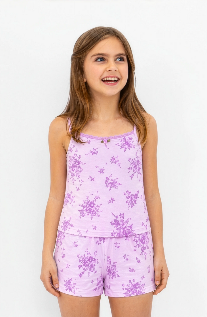Orchid Floral Print Cami Jersey Set