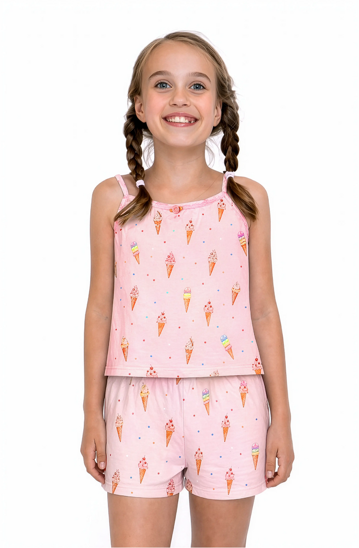 Ice Cream Print Cami Jersey Set