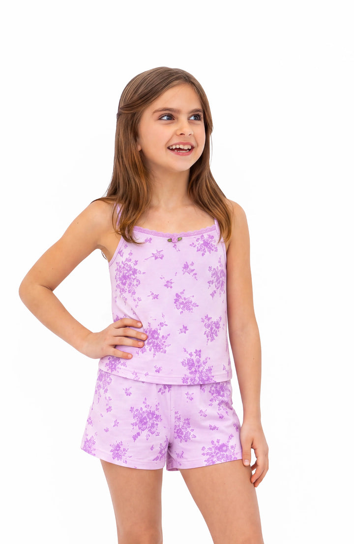 Orchid Floral Print Cami Jersey Set