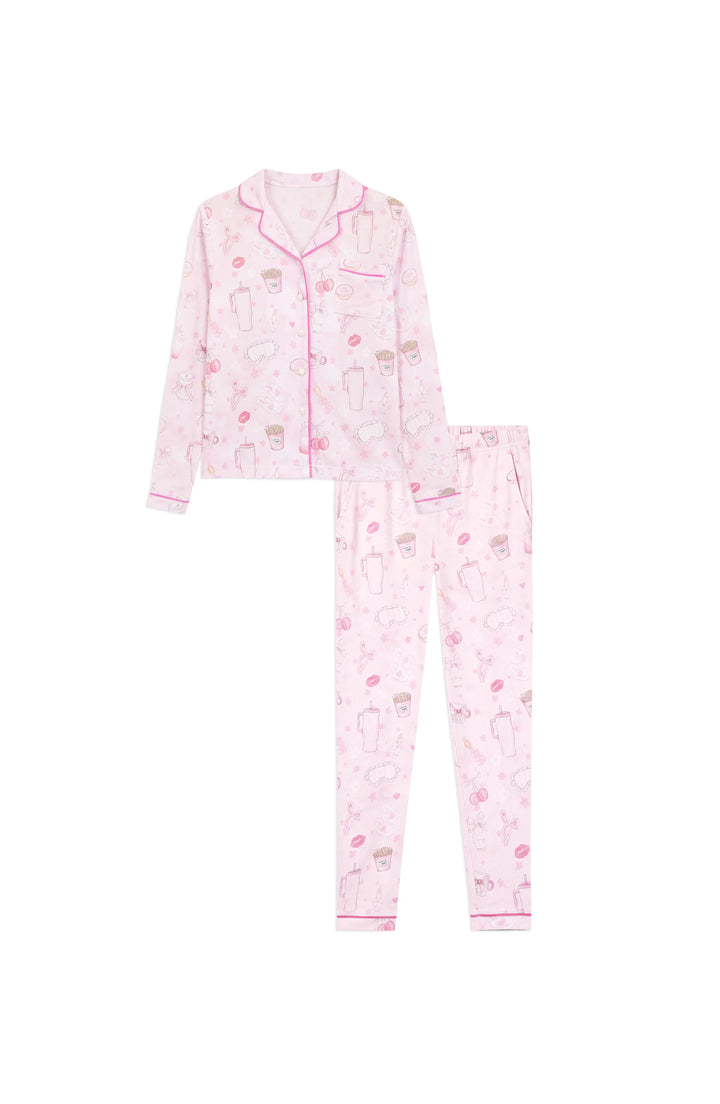 Blush Club Long Sleeve Jersey Pajama Pant Set