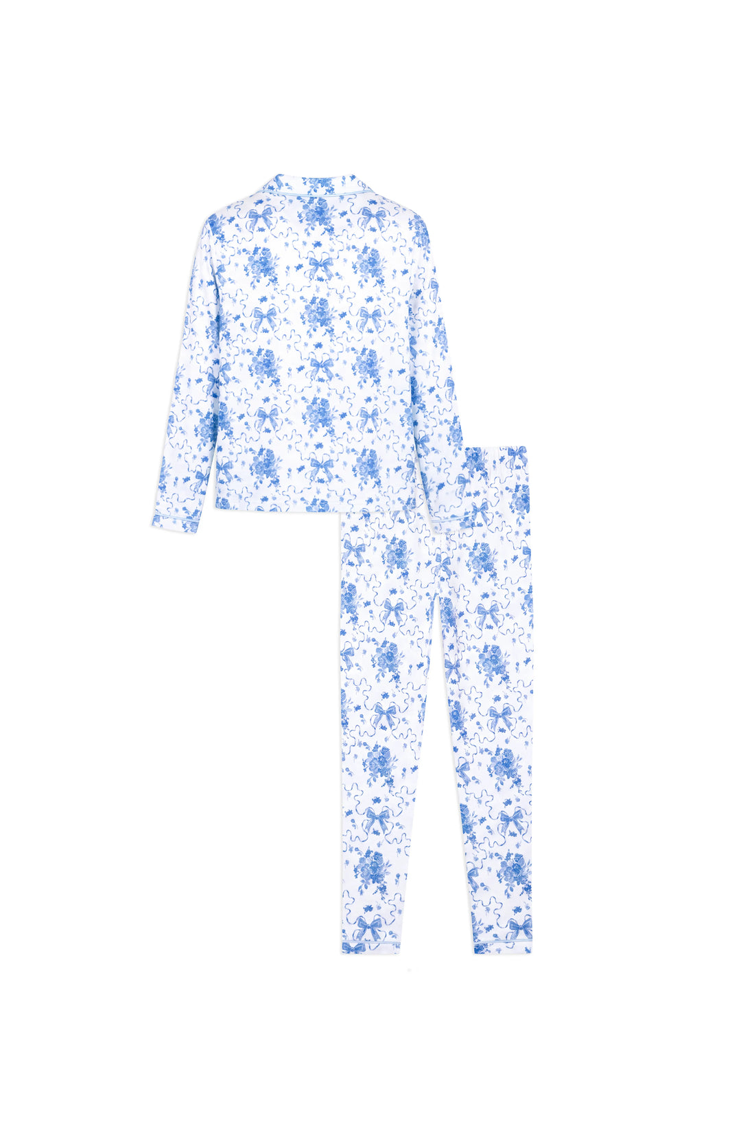 Blue Posies Long Sleeve Jersey Pajama Pant Set