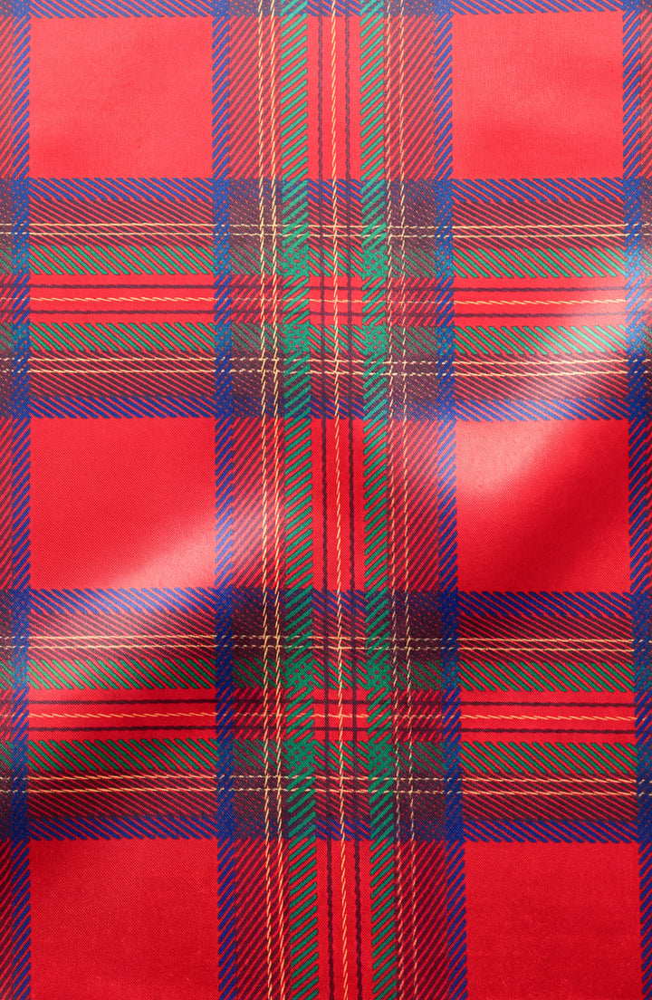Girls Christmas Plaid Long Sleeve Satin PJ