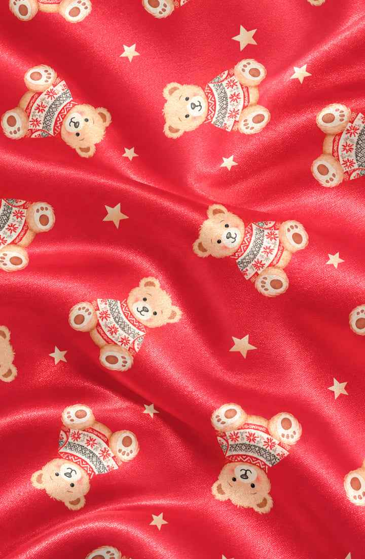 Girls Jolly Teddy Long Sleeve Satin PJ
