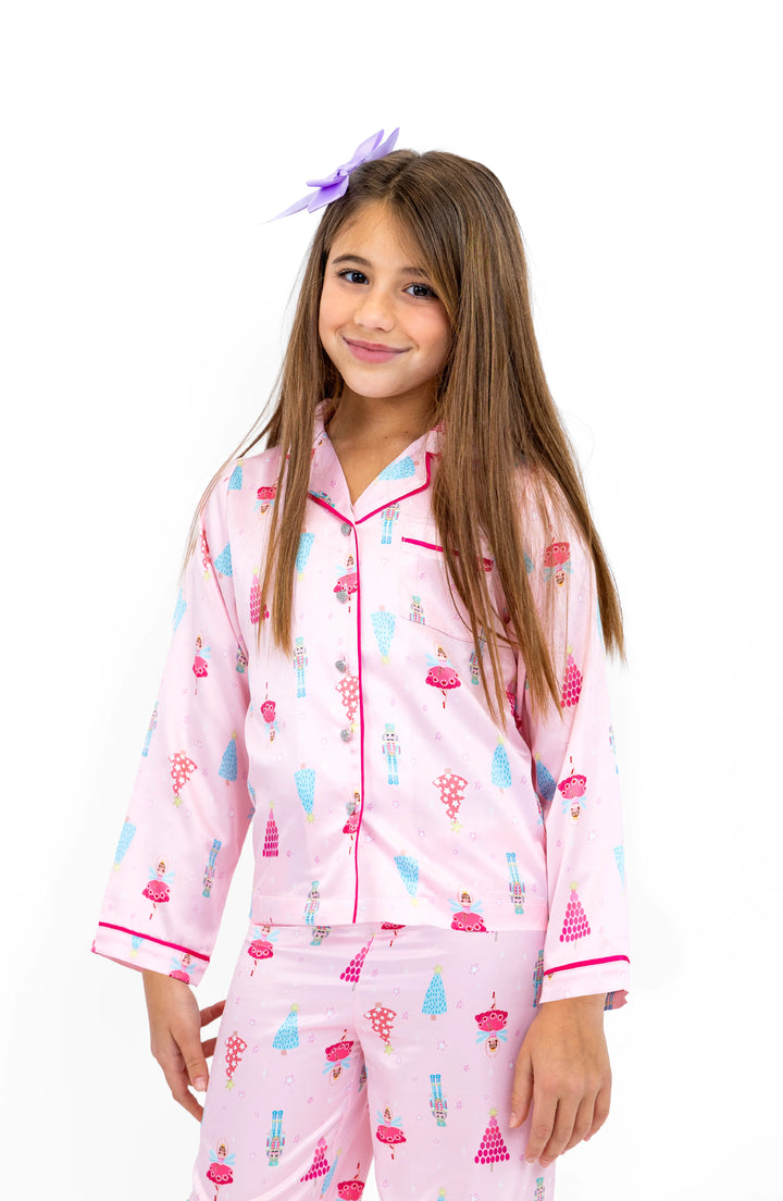 Girls Nutcracker Long Sleeve Satin PJ